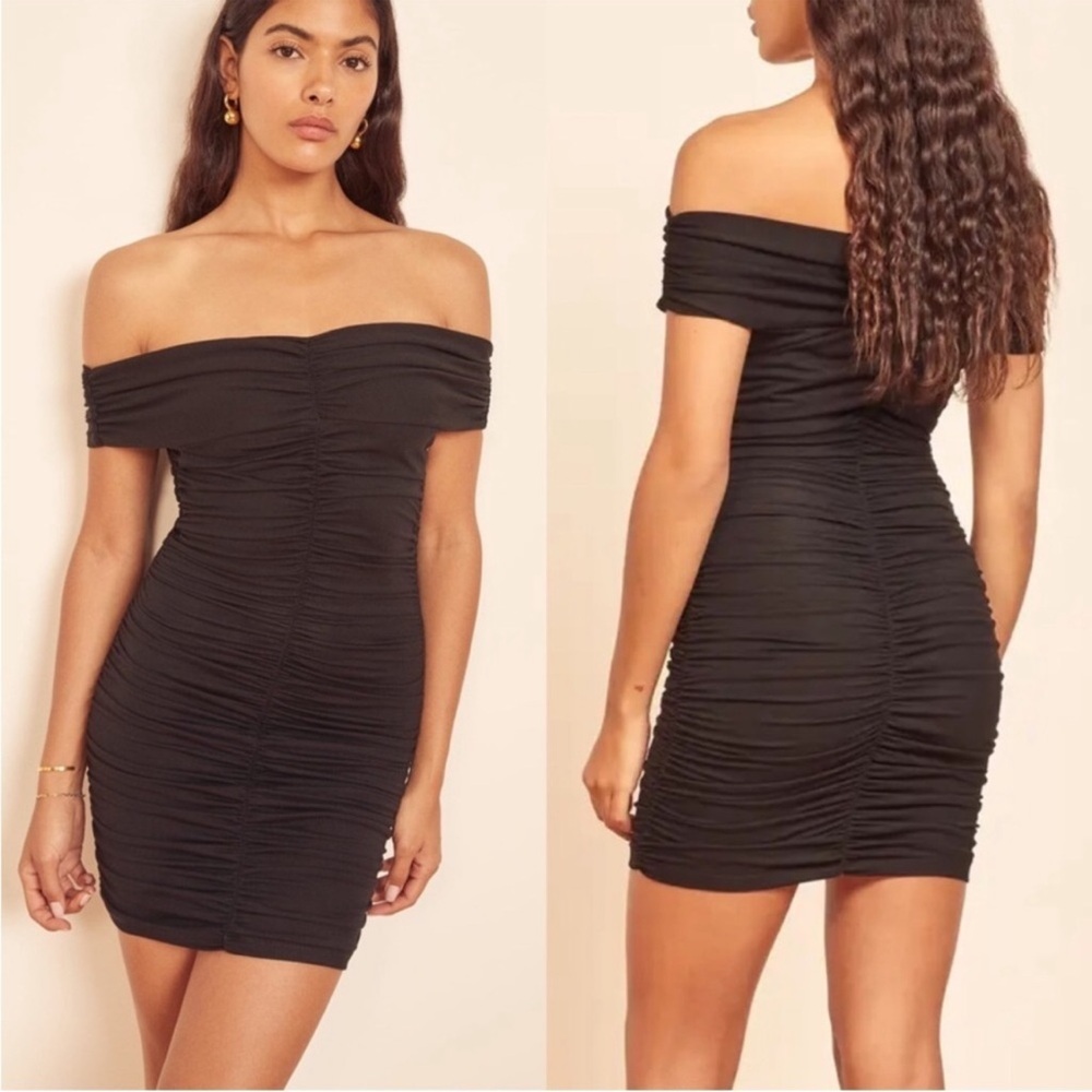 NWOT Reformation Sabine Rouched LBD Mini Dress